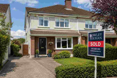 Typical semi-detached house in Naas, County Kildare, with a Howley Souhan SOLD sign outside, reflecting the local Naas property market.